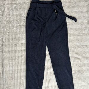 Navy Corduroy Pants | Paperbag Waist | Belted | NWT size 6 regular Express